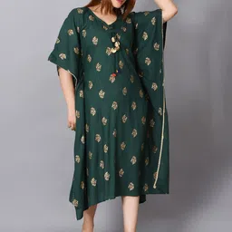 Billion Floral Printed Flowing Sleeves Kaftan Midi Dress-image-44