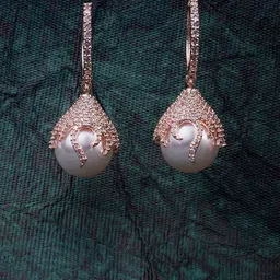 Opal Touch Rose Gold-Plated Cubic Zirconia Studded Spherical Hoop Earrings-28