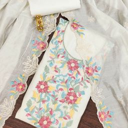 SAINOOR Embroidered Pure Silk Semi-Stitched Dress Material-image-16