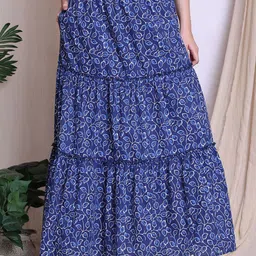 NEUDIS Women Floral Printed Pure Cotton Maxi Skirt-image-40