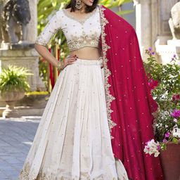 Moda Rapido Embroidered Sequinned Semi-Stitched Lehenga & Unstitched Blouse With Dupatta-picture-20