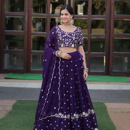 ZIBLON Sequinned Ready to Wear Lehenga & Unstitched Blouse With Dupatta-picture-30