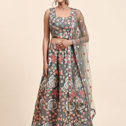 VANAKARA Embroidered Thread Work Ready to Wear Lehenga & Blouse With Dupatta-image-89