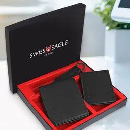 Swiss Eagle Men Set of 3v Textured Leather Two Fold Wallet with Keychain-image-94