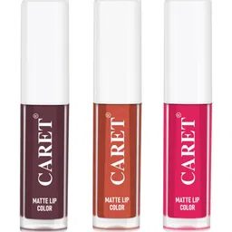CARET ORGANIC Set Of 3 Super-Pigmented Liquid Matte Lipsticks - 2 ml Each - 7 - 6 - 4-1