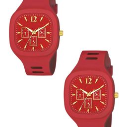 Hala Men Pack of 2 Solid Square Tang Regular Analogue Watches-33