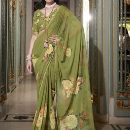 MADHAVPRIYA Floral Printed Pure Georgette Tussar Saree-picture-57