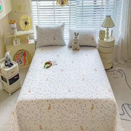 JC HOME White & Blue Printed Cotton 220 TC King Size Bedsheet Set 2.0 m x 2.30 m-image-75