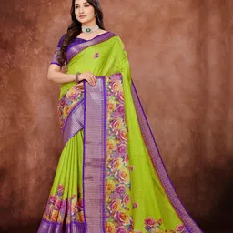 Rare Bello Checked Woven Design Zari Bagh Saree-picture-12