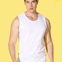 WOOSTRO Pack Of 2 Printed Super Combed Cotton Gym Vests VWS26(98 YELLOW)(PLAIN WHITE)-image-81