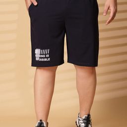 plusS Men Navy Blue Mid-Rise Stretchable Shorts-image-18
