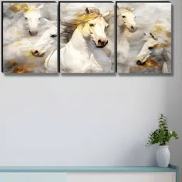 Myntra Elegant Homes White & Gold-Toned 3 Pieces Horse Birds and Animals Wall Art-image-78