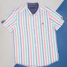 Pantaloons Junior Boys Collarless Vertical Striped Cotton Casual Shirt-image-96