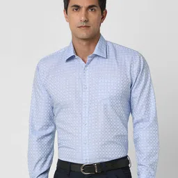 Van Heusen Checked Spread Collar Slim Fit Cotton Formal Shirt-image-58