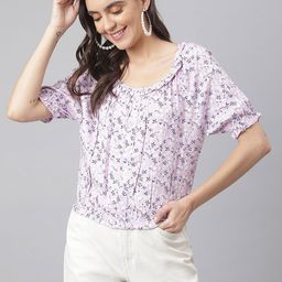 Miss Grace Floral Print Puff Sleeve Top-image-84