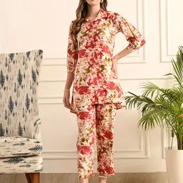 Mintmarie Floral Printed Shirt Collar Shirt With Trousers-picture-36