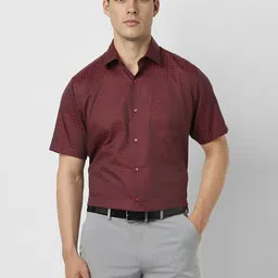 Van Heusen Tartan Checked Spread Collar Short Sleeves Pure Cotton Shirt-picture-29