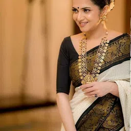 VILLE FASHION Checked Zari Kanjeevaram Saree-26