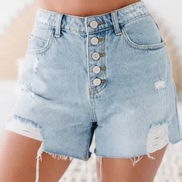 HERE&NOW Women Slim Fit High-Rise Denim Shorts-picture-18