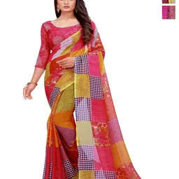 Moda Rapido Pack Of 2 Geometric Printed Pure Georgette Saree-picture-3