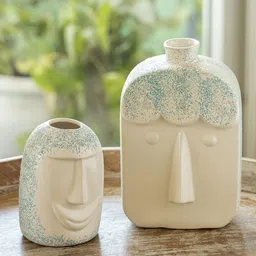 ExclusiveLane The Expression Series 2Pc Off-White Earthen-Face Ceramic Decorative Vases-8