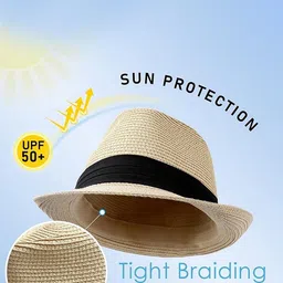 Infispace Men Beige Self Design Fedora Hat image 5