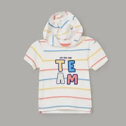 Juniors by Lifestyle Boys Striped Hooded Cotton T-shirt-image-58