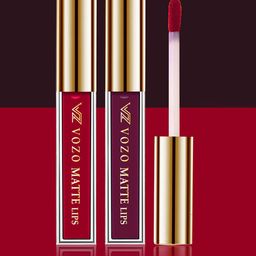 VOZO Set Of 2 Matte Lips Velvety Smooth Liquid Lipstick- 8ml Each- Red 104- Wine 201-10
