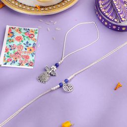 Sangria Stones Studded & Beaded Bhaiya Bhabhi Evil Eye Rakhi With Roli Chawal Chandan-image-98