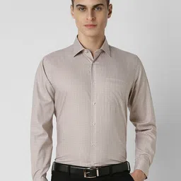 Van Heusen Men Spread Collar Micro Checked Cotton Formal Shirt-image-58
