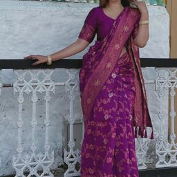 CaniBani Magenta Silk Blend Banarasi Sarees-picture-43