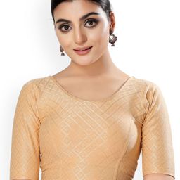 VAMAS - THE DESIGNER BLOUSES Printed Round Neck Non-Padded Stretchable Saree Blouse-image-13