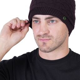 TEEMOODS Men's Wollen Brown Beanie Cap-image-83