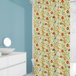 ArtzFolio Yellow & Green Printed Waterproof Shower Curtain-image-91