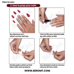 BEROMT Set Of 12 Press On Artificial Nails With Nail Glue, Filler Shade -BFN775BPN image 4