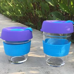 We3 Blue & Purple Solid Glass Matte Cups Set of Cups and Mugs image 2