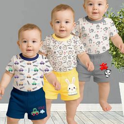 KidBee Unisex Kids Printed T-shirt with Shorts-image-4