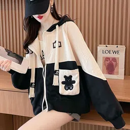 JC Mode Women Colourblocked Hooded Long Sleeves Front-Open Sweatshirt-image-88