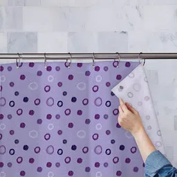 ArtzFolio Purple & White Geometric Printed Waterproof Shower Curtain-7