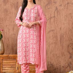 Anouk Rustic Women Floral Printed Regular Kurta with Trousers & Dupatta-picture-44