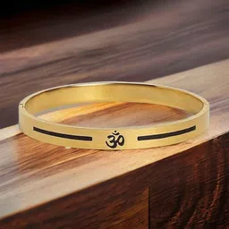 LAKSH Men Stainless Steel Gold-Plated Kada Bracelet-16