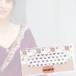 Sunaina Set Of 6 Half Moon Shape Plain Velvet Forehead Bindi- Medium image 3
