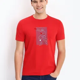 Allen Solly Men Graphic Printed Round Neck Cotton Slim Fit T-shirt-picture-43