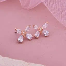 GC PREMIUM JEWELLERY Stainless Steel Gold-Plated CZ Studded Butterfly Shaped Studs-image-46