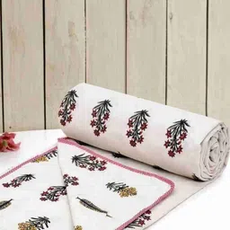 RF RELAXFEEL White & Green Floral AC Room 210 GSM Double Bed Dohar-image-23