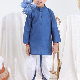 Sangria Boys Mandarin Collar Cotton Silk Kurta with Dhoti Pants-picture-26