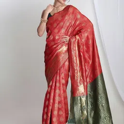 Janasya Ethnic Motifs Zari Banarasi Saree-image-83