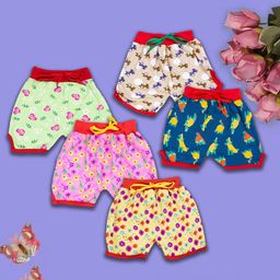 MINIMAMA Girls Pack Of 5 Floral Printed Shorts-image-79