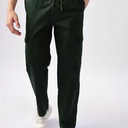 NEVER NEUD Men Relaxed Cargos Trousers-image-86