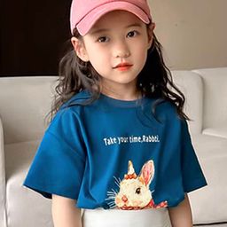 LULU & SKY Girls Graphic Printed Round Neck Drop-Shoulder Sleeves Cotton Boxy T-shirts-image-71